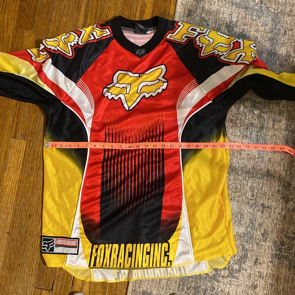 Vintage Fox Racing Red and Yellow Men's Jersey